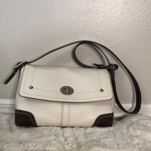 Coach White and Brown Leather Handbag/purse